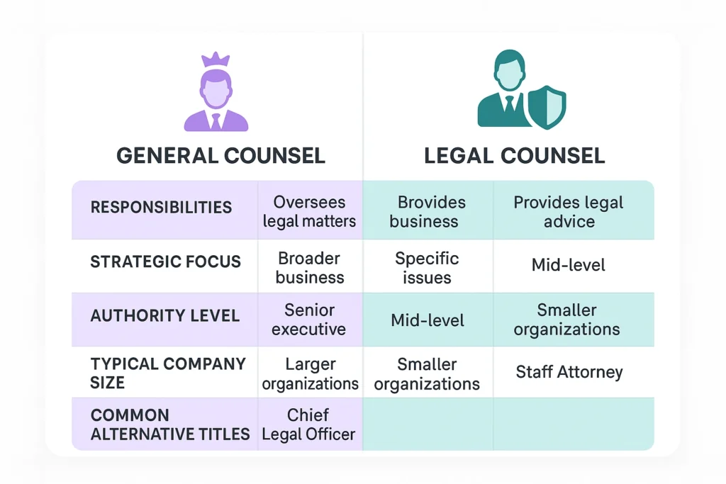 General Counsel vs Legal Counsel - Differences