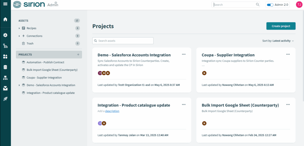 Sirion Projects Dashboard
