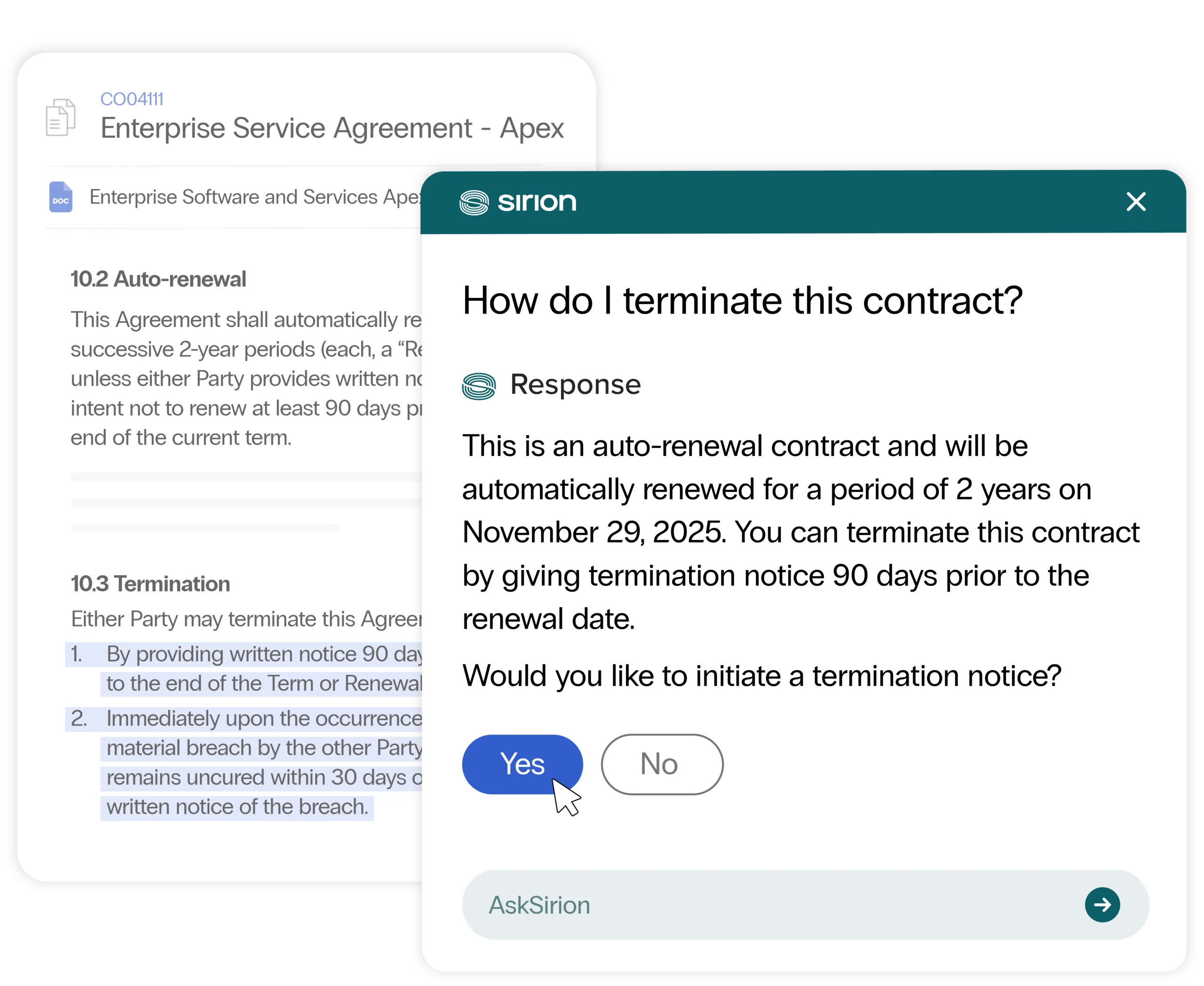 AskSirion: Aktionen, Erkenntnisse und Benachrichtigungen auf Ihren Befehl